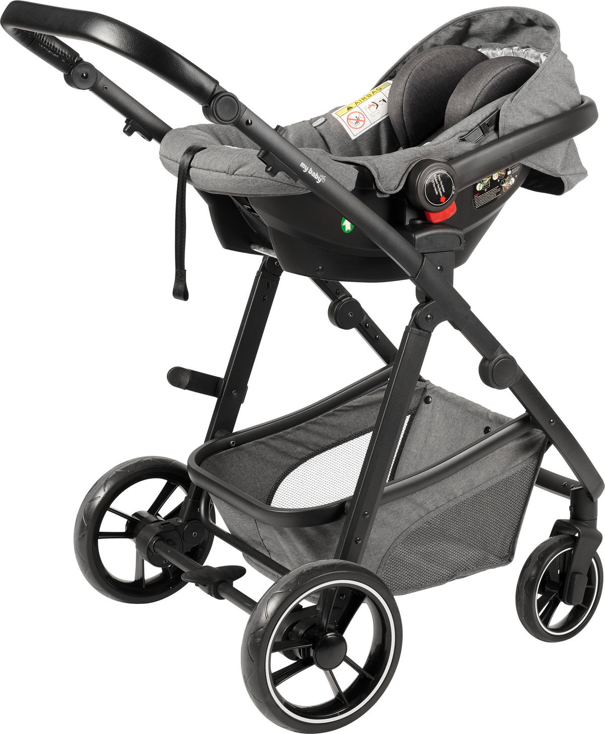 KINDERWAGENSET  Korfu   - Dunkelgrau/Schwarz, Basics, Kunststoff/Textil - My Baby Lou