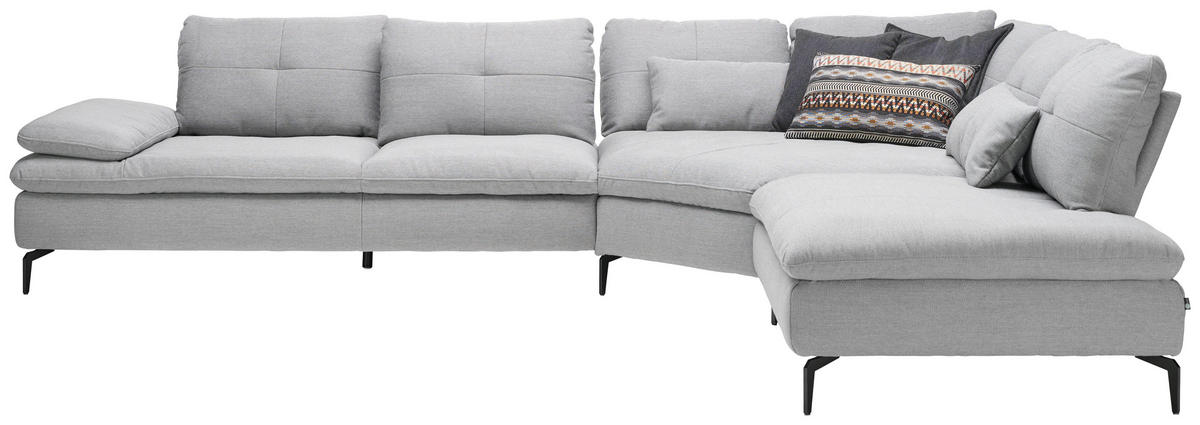 ECKSOFA  in Flachgewebe Hellgrau  344/271 cm  - Hellgrau/Schwarz, Design, Textil/Metall (344/271cm) - Chilliano