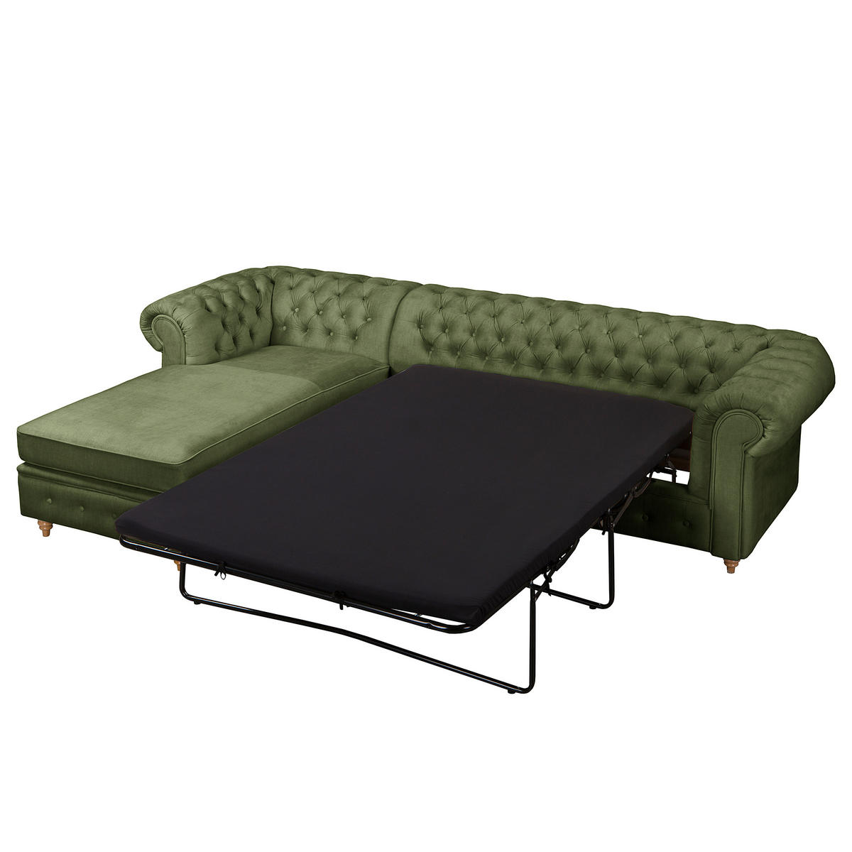 ECKSOFA Mikrofaser Dunkelgrün  - Dunkelgrün/Braun, Design, Holz/Textil (182/284cm) - P & B