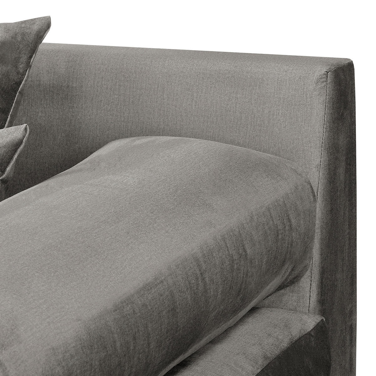 ECKSOFA Naomi in Velours Dunkelgrau Rückenkissen  284/243 cm  - Dunkelgrau/Schwarz, Design, Kunststoff/Textil (284/243cm) - P & B