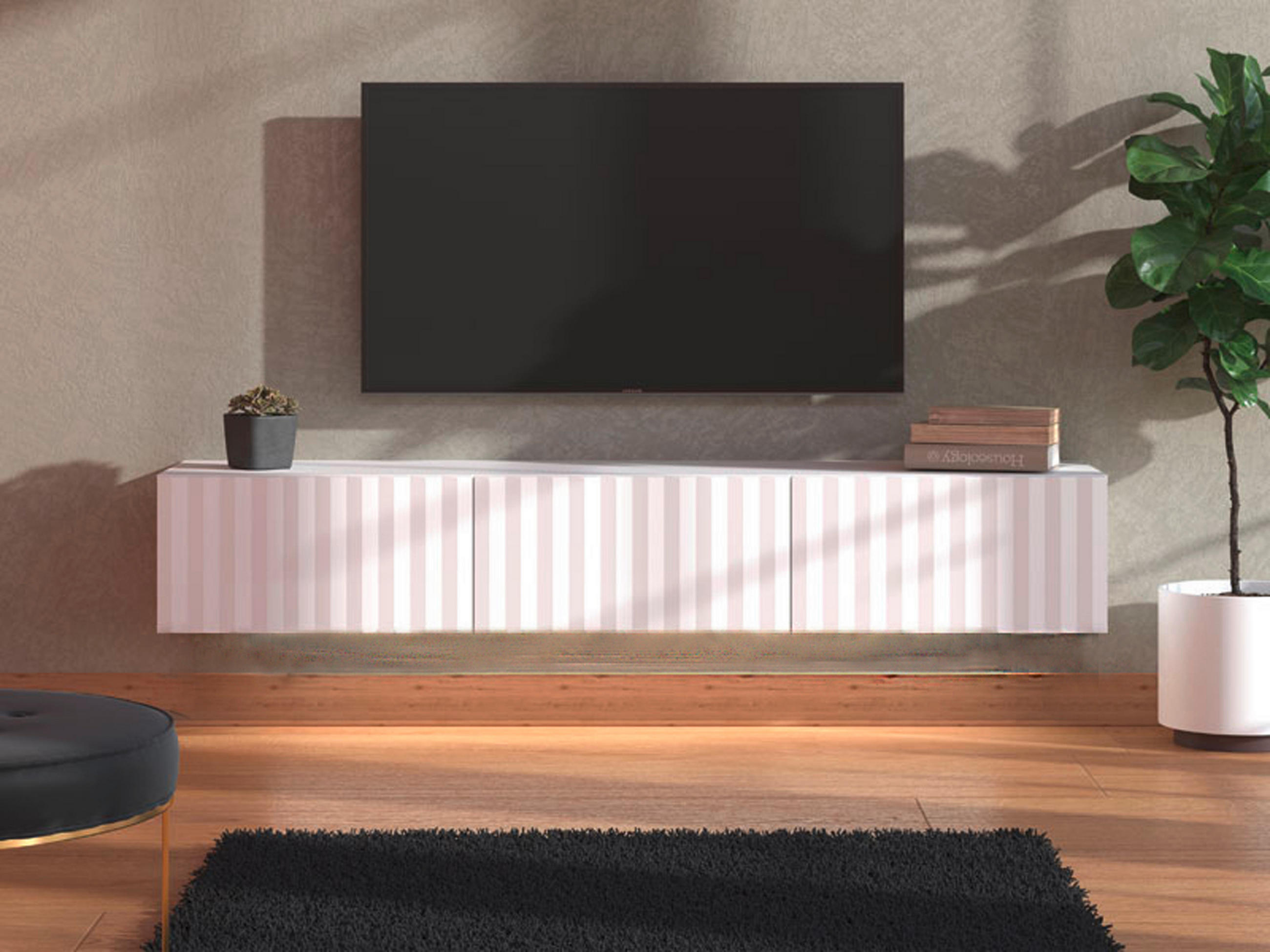TV-ÁLLVÁNY fehér  - magasfényű fehér/fehér, Basics, faalapú anyag (192/31,5/42cm) - Xora
