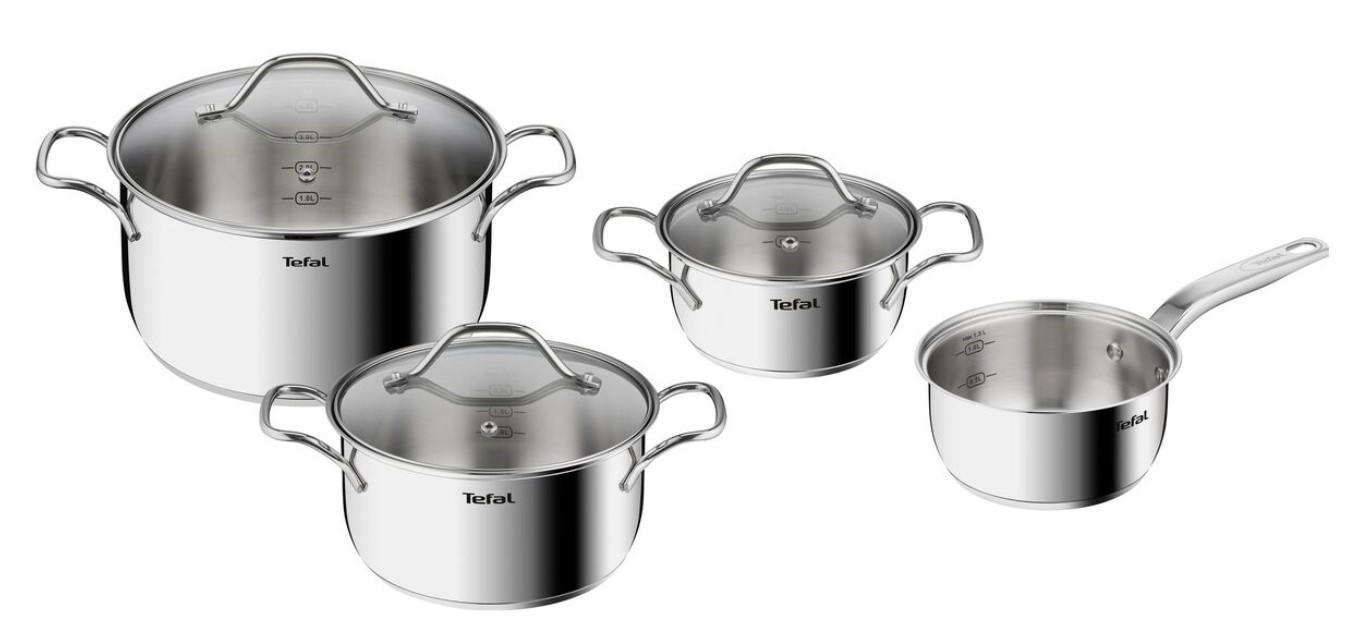 GRYT- OCH KASTRULLSET Intuition 7 delar  - stålfärgad, Design, metall/glas - Tefal