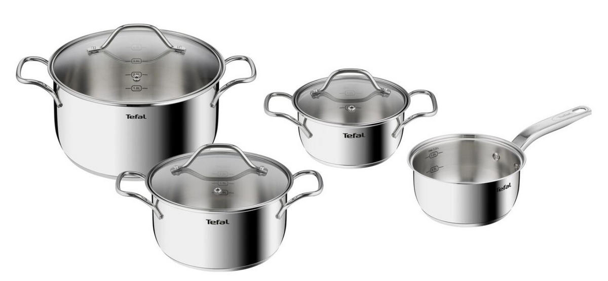 GRYT- OCH KASTRULLSET Intuition 7 delar  - stålfärgad, Design, metall/glas - Tefal