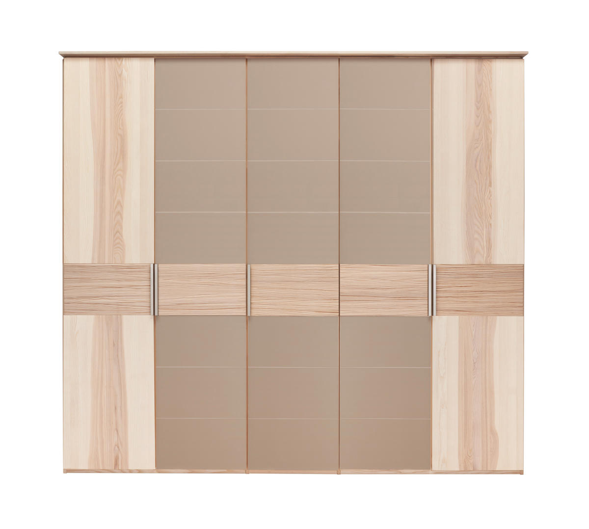 DREHTÜRENSCHRANK 249,6/224,8/57 cm 5-türig Taupe, Eschefarben  - Taupe/Eschefarben, Design, Glas/Holz (249,6/224,8/57cm) - Valdera