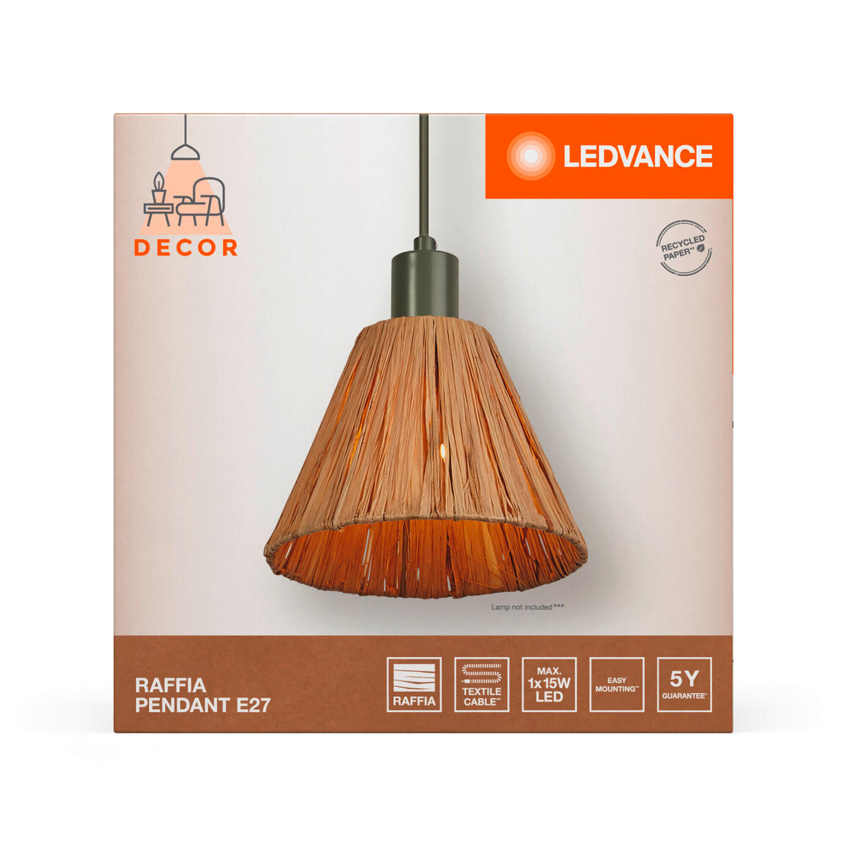 PENDELLEUCHTE 20/125 cm  - Natur, Naturmaterialien/Metall (20/125cm) - Ledvance