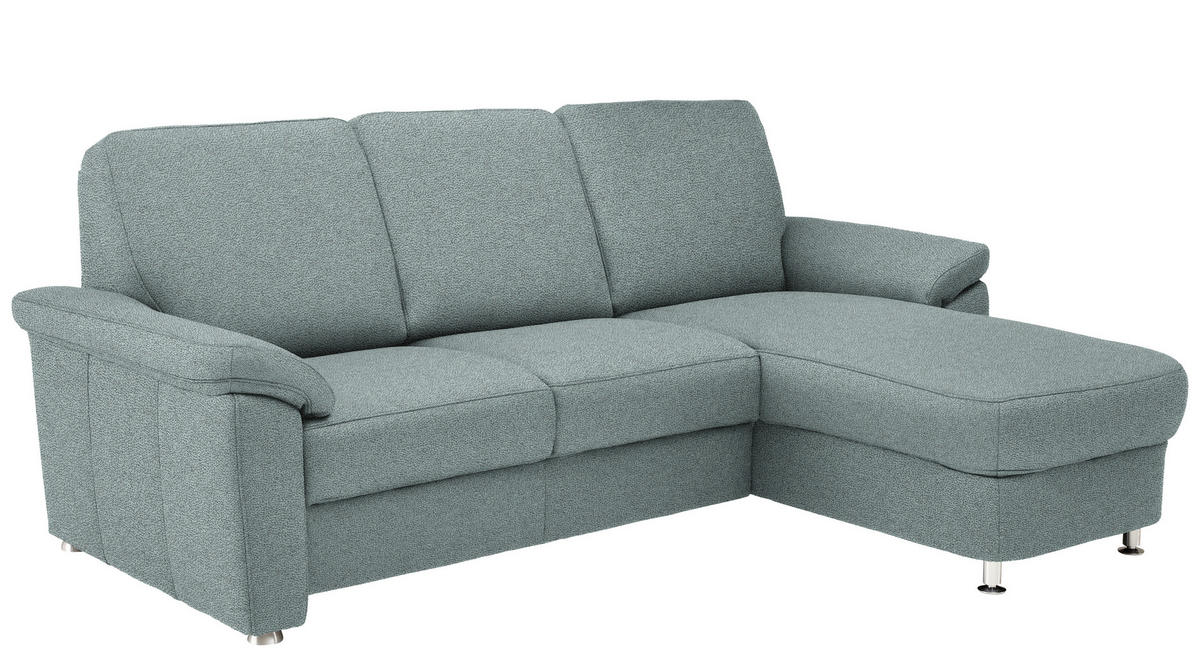 ECKSOFA in Flachgewebe Salbeigrün  - Chromfarben/Salbeigrün, Konventionell, Textil/Metall (250/163cm) - Beldomo System