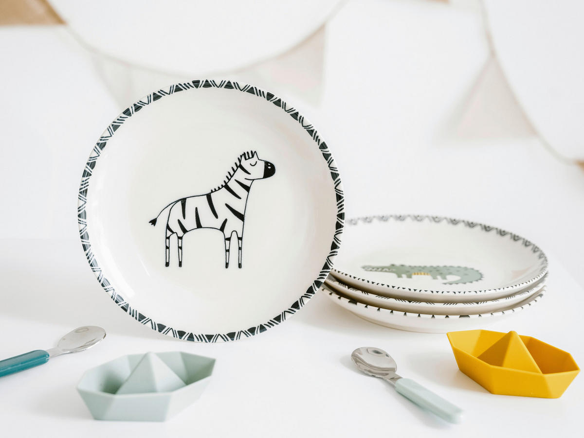 TELLERSET Safari Bunt 4-teilig  - Multicolor/Grauweiß, Basics, Keramik (21cm) - Creatable