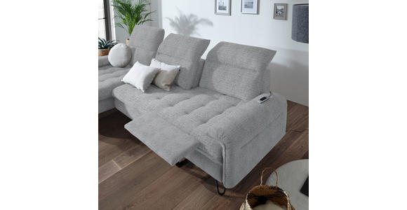 ECKSOFA in Chenille Grau  - Schwarz/Grau, LIFESTYLE, Textil/Metall (180/310cm) - Valnatura