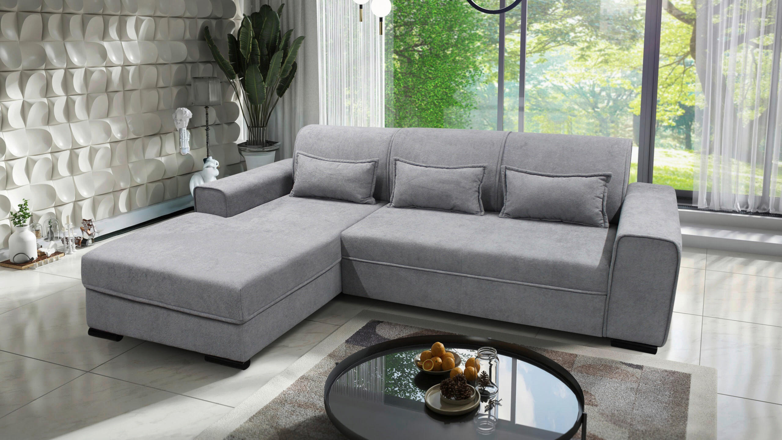 ECKSOFA Grau Struktur, Bouclé  - Schwarz/Grau, Design, Kunststoff/Textil (175/270cm) - MID.YOU