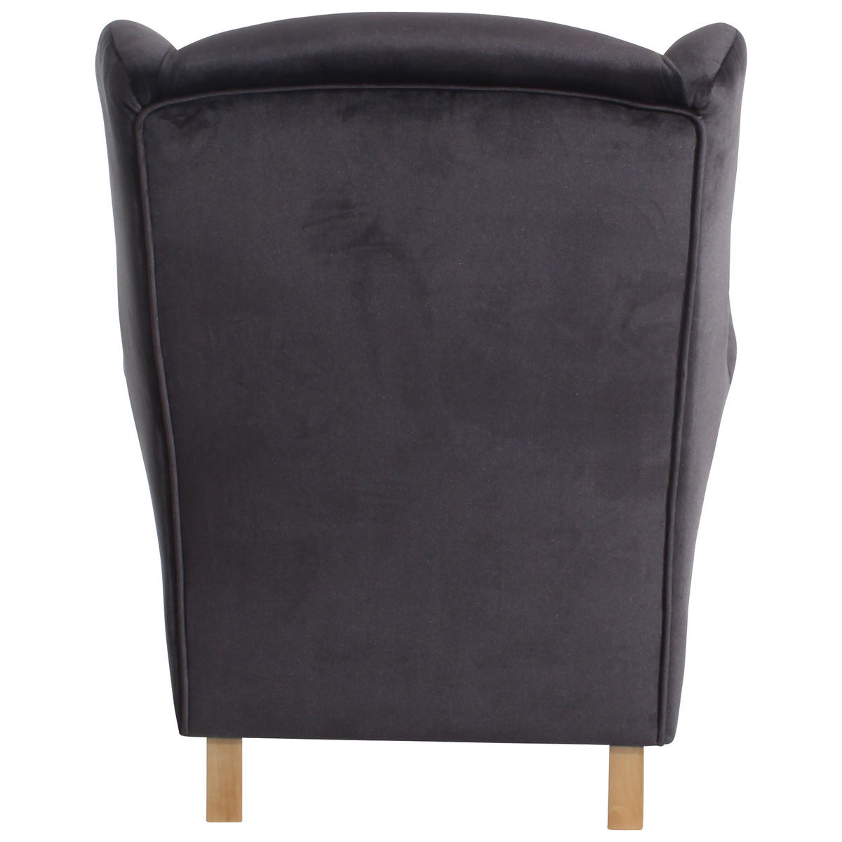 OHRENSESSEL in Samt, Velours Anthrazit  - Anthrazit/Buchefarben, Design, Holz/Textil (77/103/86cm) - Max Winzer