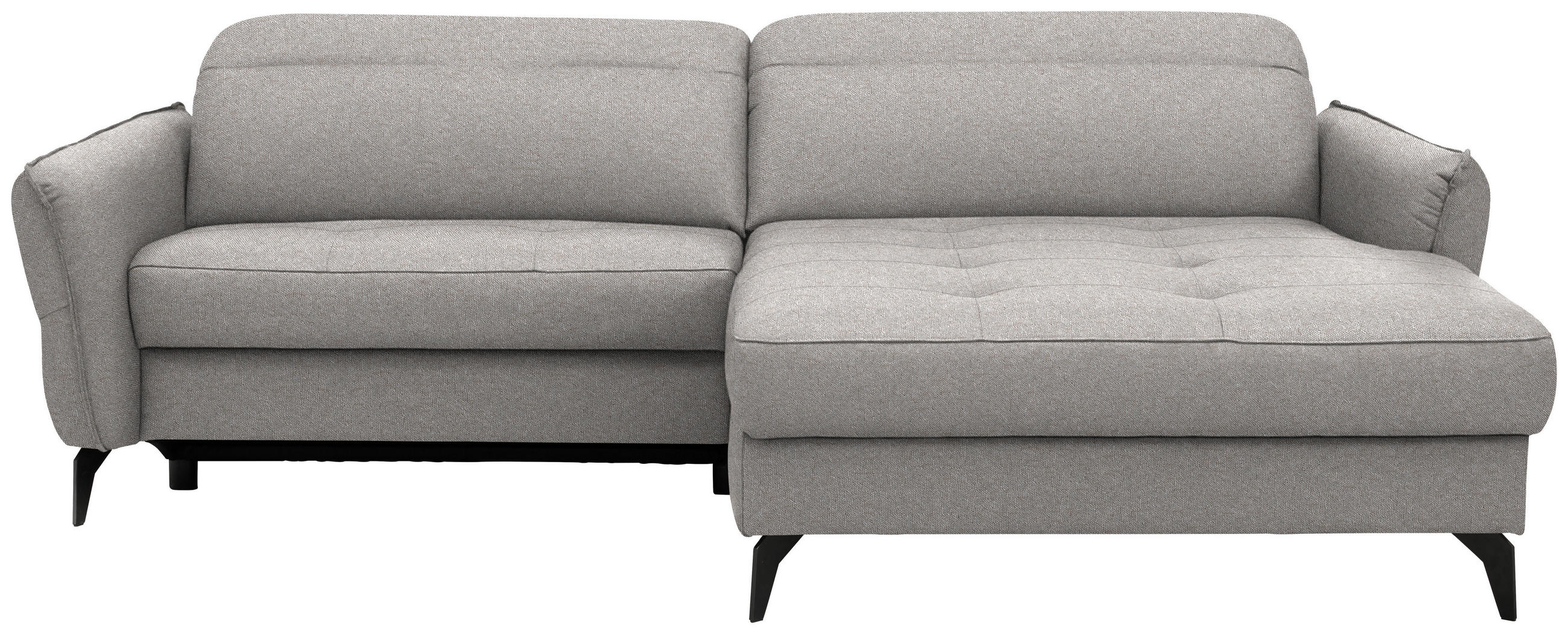 ECKSOFA MANTA in Flachgewebe Grauweiß  246/175 cm  - Grauweiß/Schwarz, Design, Textil/Metall (246/175cm) - Celina