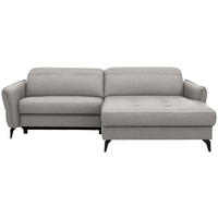 ECKSOFA MANTA in Flachgewebe Grauweiß  246/175 cm  - Grauweiß/Schwarz, Design, Textil/Metall (246/175cm) - Celina