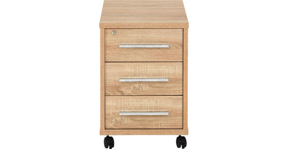 ROLLCONTAINER - Silberfarben/Sonoma Eiche, KONVENTIONELL, Holzwerkstoff/Kunststoff (43,8/63/65cm) - Voleo