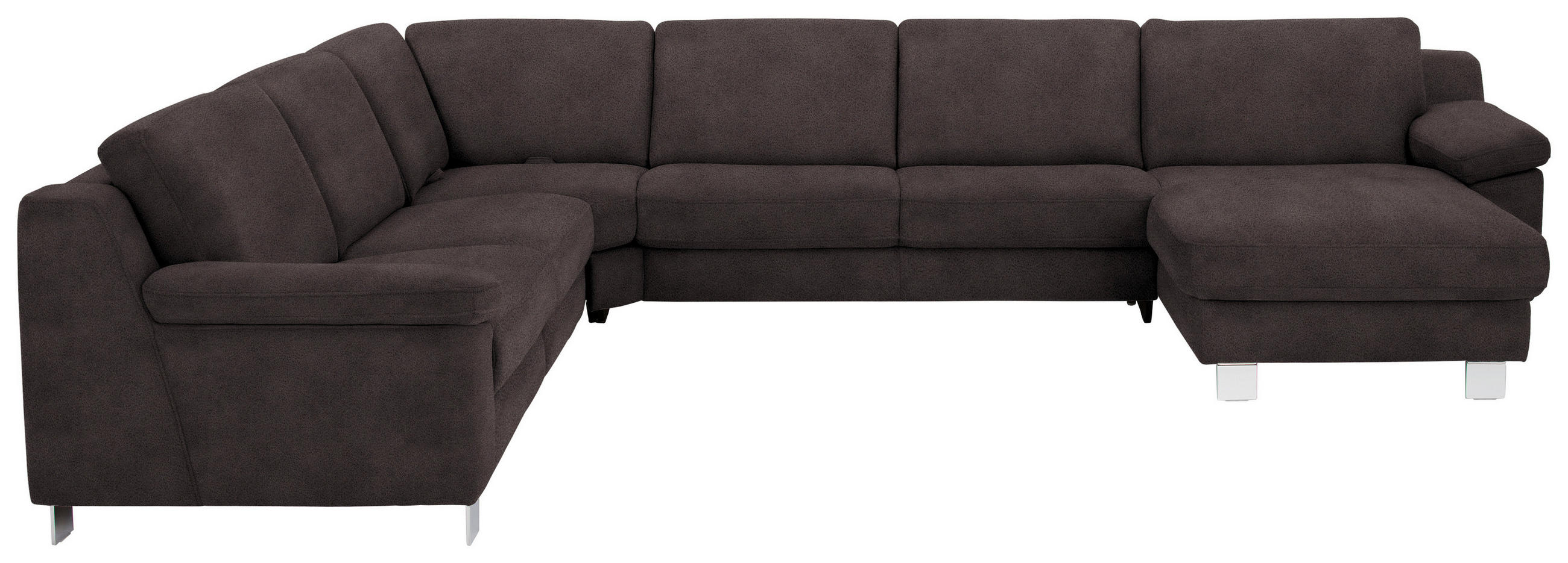 WOHNLANDSCHAFT in Mikrofaser Dunkelgrau  - Chromfarben/Dunkelgrau, Design, Textil/Metall (278/364/166cm) - Valdera