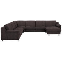 WOHNLANDSCHAFT in Mikrofaser Dunkelgrau  - Chromfarben/Dunkelgrau, Design, Textil/Metall (278/364/166cm) - Valdera