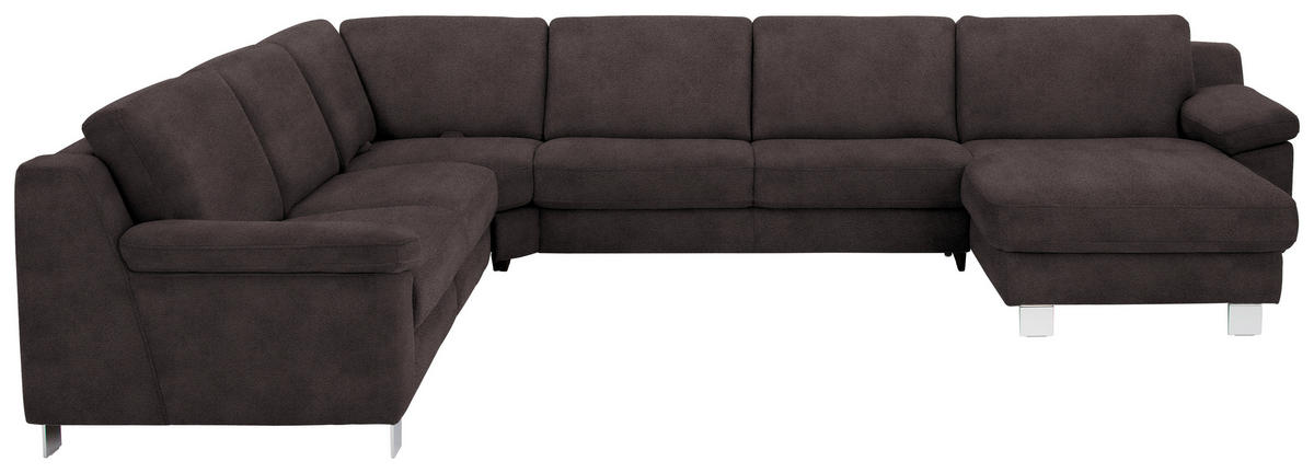 WOHNLANDSCHAFT in Mikrofaser Dunkelgrau  - Chromfarben/Dunkelgrau, Design, Textil/Metall (278/364/166cm) - Valdera
