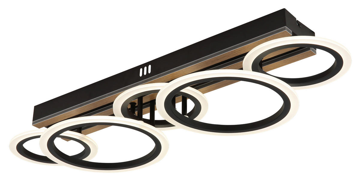 LED-DECKENLEUCHTE 74,5/25/11,5 cm   - Dunkelbraun/Schwarz, Natur, Holzwerkstoff/Kunststoff (74,5/25/11,5cm) - Globo