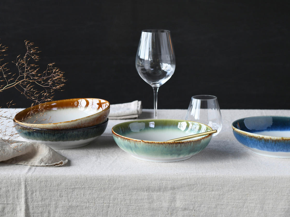 SCHÜSSELSET Cascade Bowls Mix 4-teilig  - Blau/Braun, Basics, Keramik (22,5/5cm) - Creatable