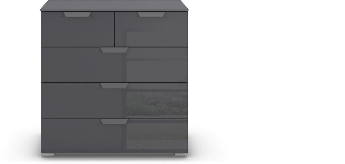 KOMMODE  in 80/81/42 cm  - Dunkelgrau, Design, Glas/Holzwerkstoff (80/81/42cm) - Carryhome