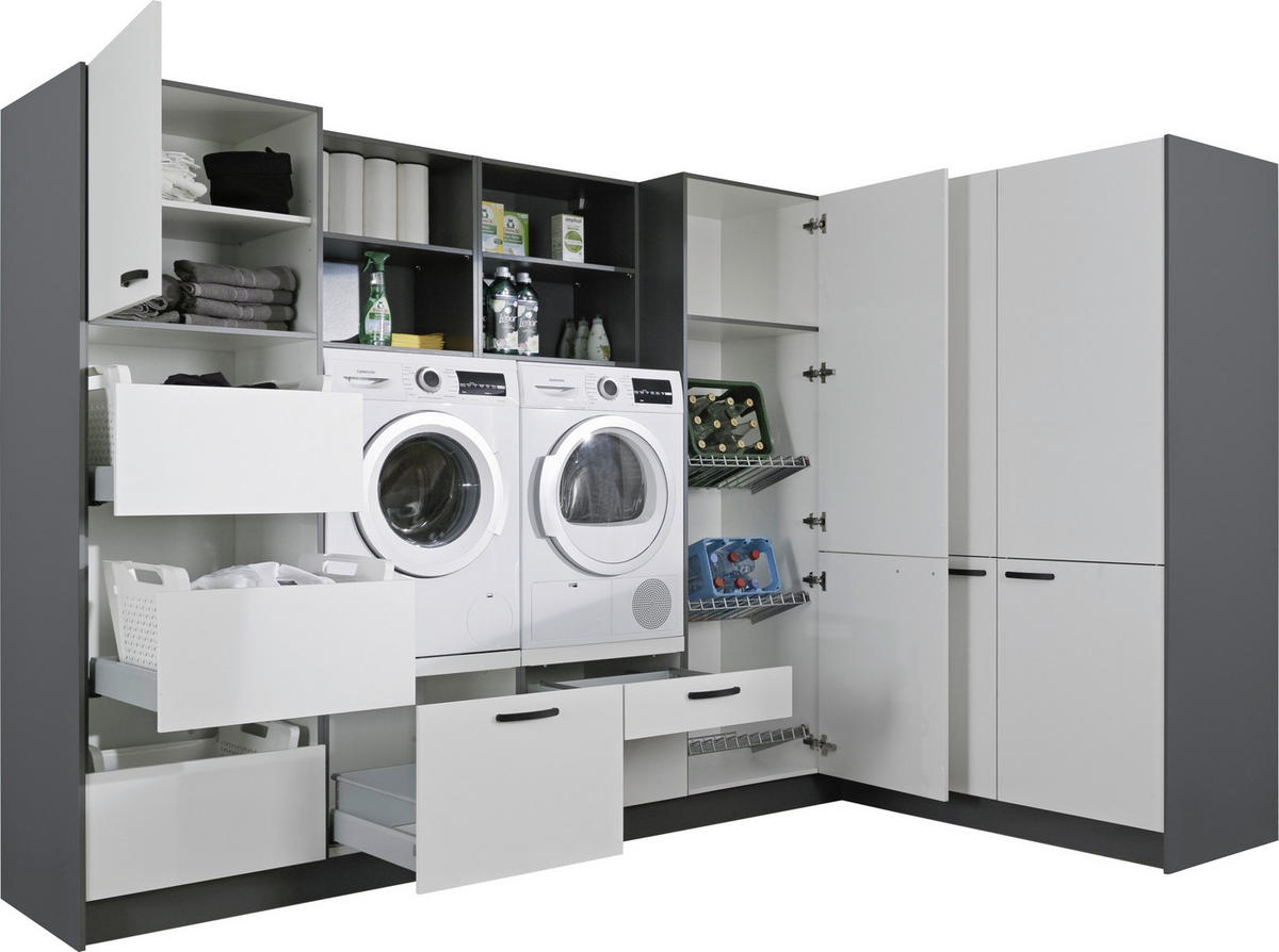 HAUSWIRTSCHAFTSRAUM  in Anthrazit, Weiß  - Anthrazit/Weiß, Basics, Holzwerkstoff (310/190cm) - Express
