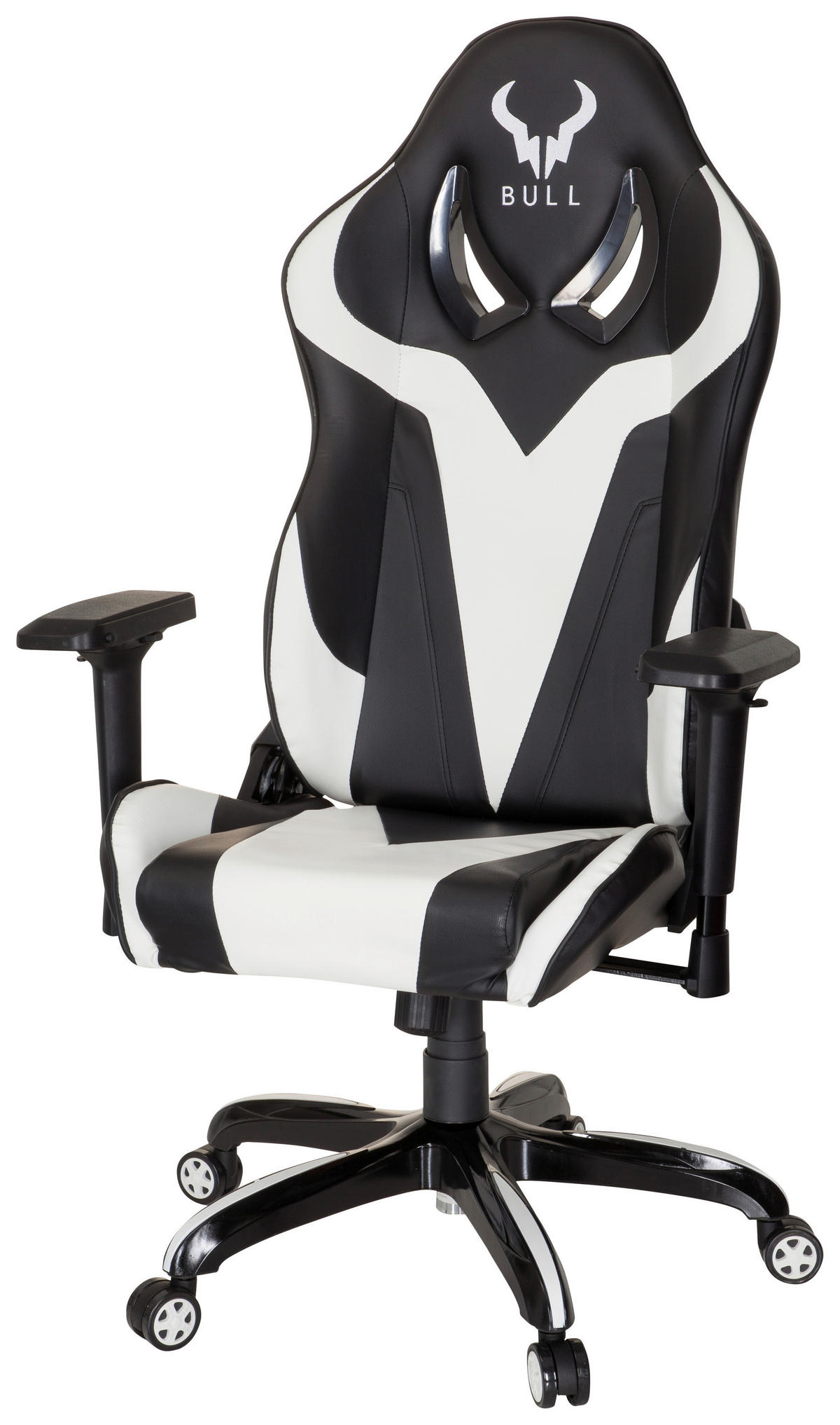 HERNÍ ŽIDLE, vzhled kůže, černá, bílá - bílá/černá, Moderní, textil/plast (74/133/67cm) - MID.YOU
