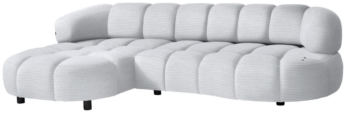 ECKSOFA  in Cord, Velours Hellgrau  183/284 cm  - Hellgrau/Schwarz, Design, Holz/Textil (183/284cm) - Welnova