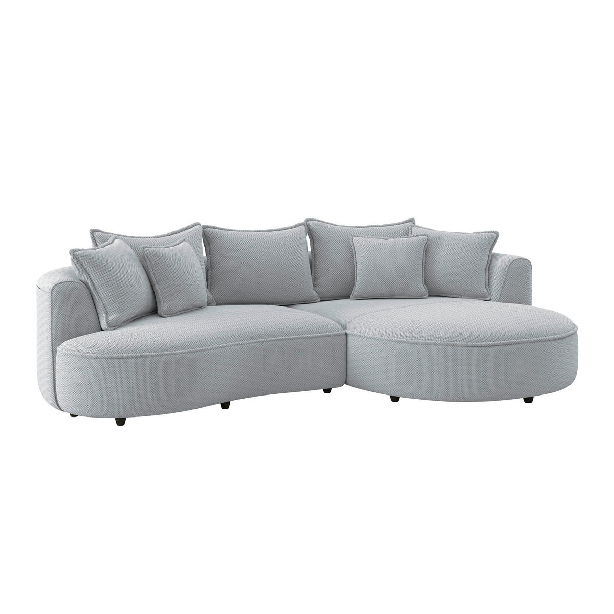 ECKSOFA LEVI Grauweiß Velours, Struktur  - Grauweiß/Schwarz, MODERN, Kunststoff/Textil (287/168cm) - Livetastic
