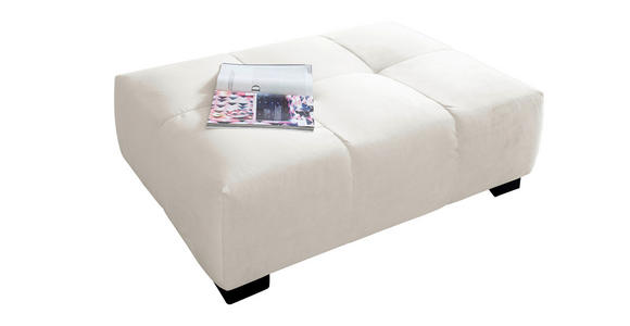 HOCKER Velours Creme  - Creme/Schwarz, KONVENTIONELL, Textil/Metall (109/41/74cm) - Hom`in