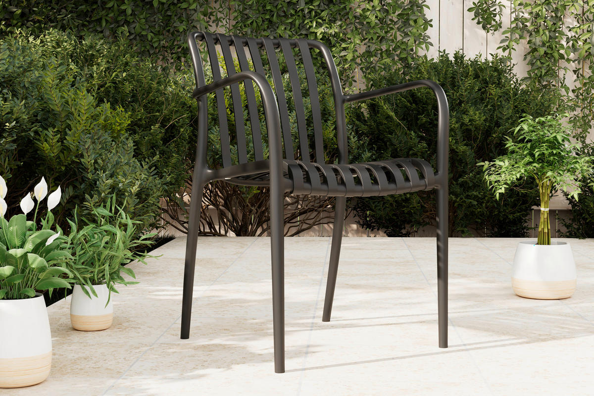 STAPELSESSEL - Schwarz, Modern, Kunststoff (55/81/57cm) - Ambia Garden