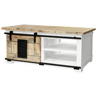 COUCHTISCH Mangoholz massiv 110/70/45 cm rechteckig Braun, Schwarz, Weiß  - Schwarz/Weiß, KONVENTIONELL, Holz/Metall (110/70/45cm) - Livetastic