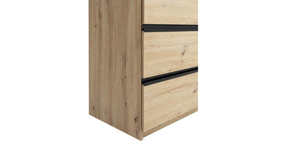 SCHWEBETÜRENSCHRANK  in Eiche Artisan  - Schwarz/Eiche Artisan, KONVENTIONELL, Glas/Holzwerkstoff (175/205/62cm) - Carryhome