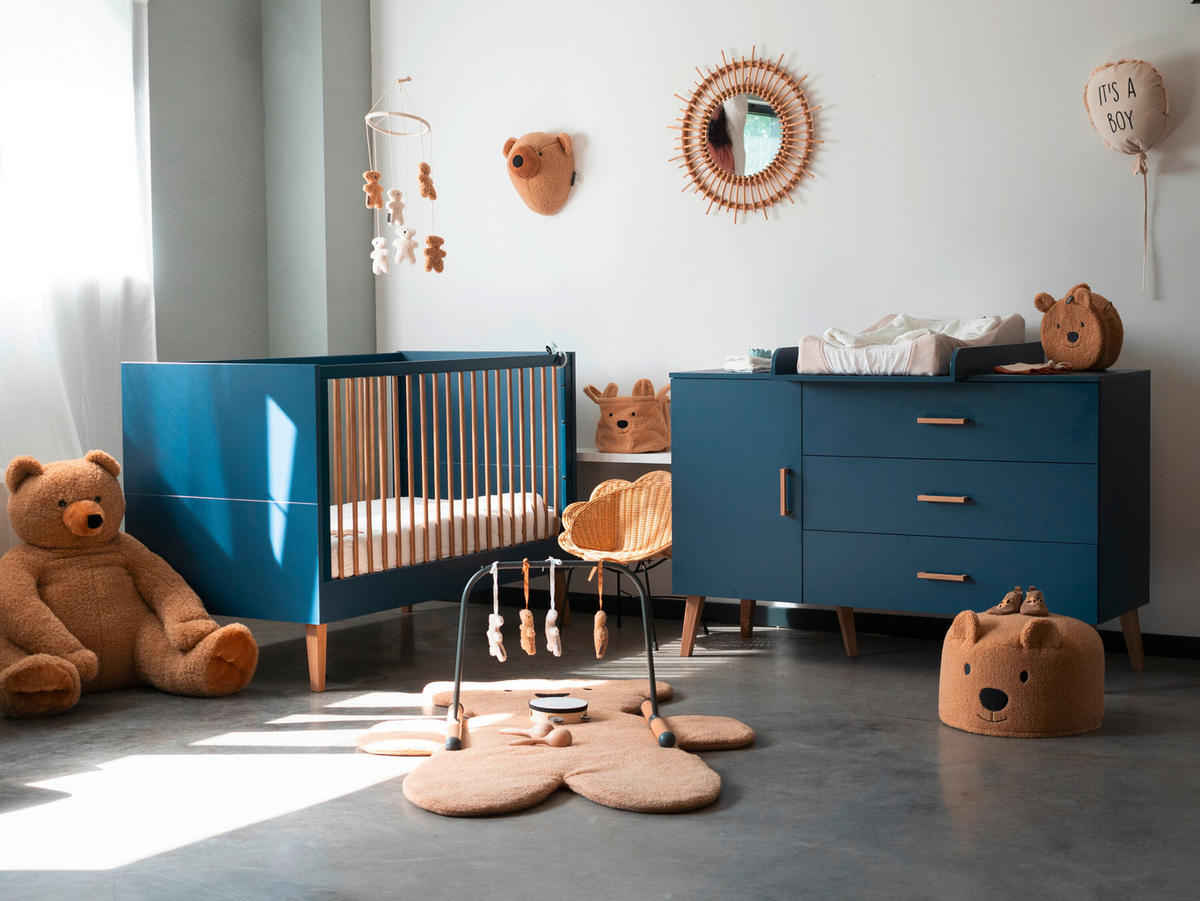 WICKELKOMMODE Bold Blue 2023 Naturfarben, Dunkelblau  - Dunkelblau/Naturfarben, Design, Holz/Holzwerkstoff (137/77/98cm) - Childhome