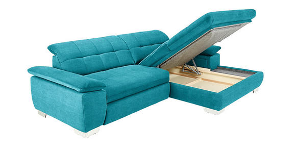 ECKSOFA in Mikrofaser Türkis 265/180 cm - Türkis/Chromfarben, Design, Textil/Metall (265/180cm) - Carryhome