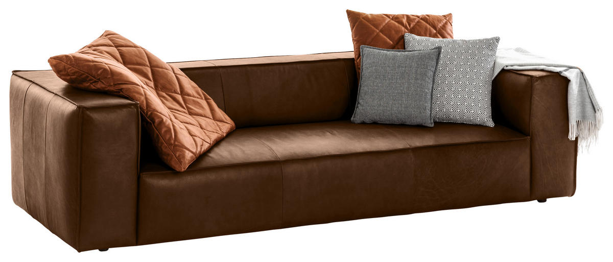 3-SITZER-SOFA Echtleder Dunkelbraun  - Dunkelbraun/Schwarz, Modern, Leder/Kunststoff (260/66/104cm) - W.Schillig