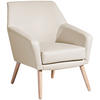SESSEL in Lederlook Beige  - Beige/Buchefarben, Design, Holz/Textil (67/81/71cm) - Max Winzer