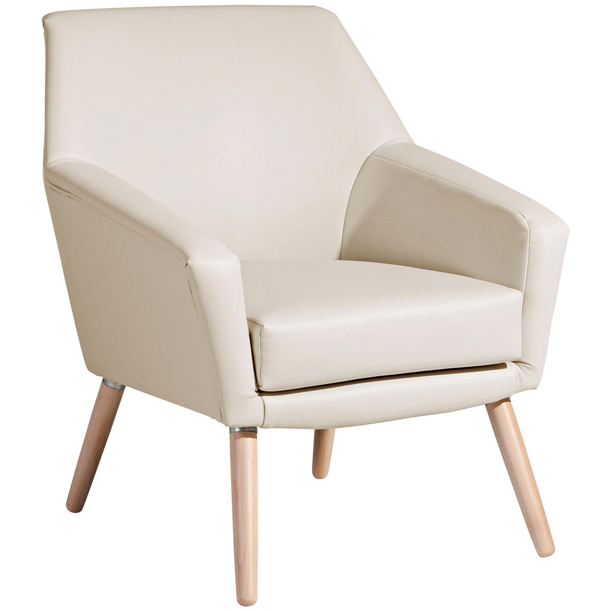 SESSEL in Lederlook Beige  - Beige/Buchefarben, Design, Holz/Textil (67/81/71cm) - Max Winzer