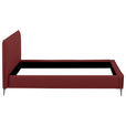 POLSTERBETT 200/200 cm,  in Rot, gepolstertes Kopfteil,  - Rot/Schwarzchrom, KONVENTIONELL, Leder/Metall (200/200cm) - Esposa