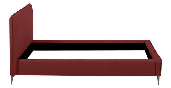 POLSTERBETT 200/200 cm,  in Rot, gepolstertes Kopfteil,  - Rot/Schwarzchrom, KONVENTIONELL, Leder/Metall (200/200cm) - Esposa