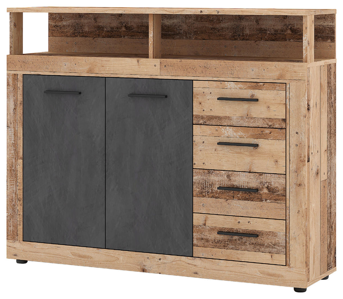 KOMMODE  in 119,5/96,8/32 cm  - Eichefarben/Anthrazit, Design, Holzwerkstoff/Kunststoff (119,5/96,8/32cm) - MID.YOU