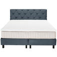 BOXSPRINGBETT 180/200 cm,  in Dunkelgrau, Matratze, Topper, H3 = fest  - Dunkelgrau/Schwarz, Design, Textil/Metall (180/200cm) - Esposa