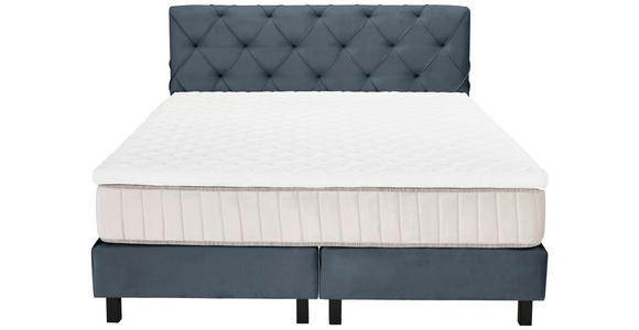 BOXSPRINGBETT 180/200 cm,  in Dunkelgrau, Matratze, Topper, H3 = fest  - Dunkelgrau/Schwarz, Design, Textil/Metall (180/200cm) - Esposa