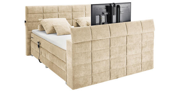 BOXSPRINGBETT 180/200 cm  in Sandfarben  - Sandfarben, KONVENTIONELL, Textil (180/200cm) - Carryhome