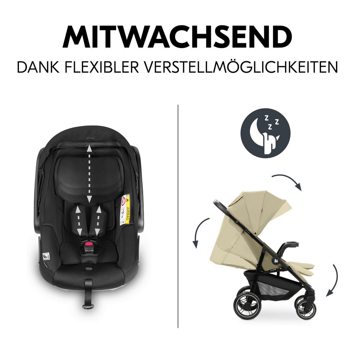 KINDERWAGENSET  Shop N Care Trio Set  Olive  - Olivgrün, Basics, Kunststoff/Textil (52/110/91cm) - Hauck
