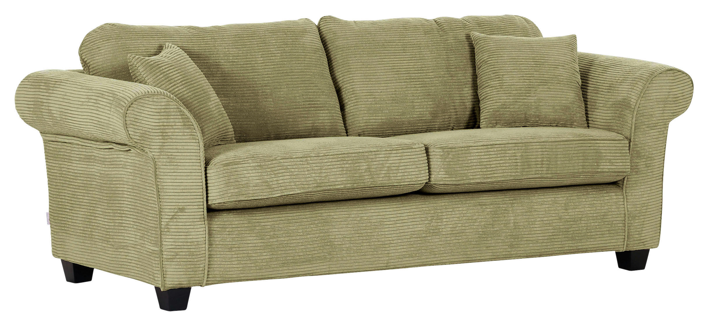3-SITZER-SOFA in Cord Hellgrün  - Dunkelbraun/Hellgrün, Konventionell, Holz/Textil (215/70/90cm) - home24