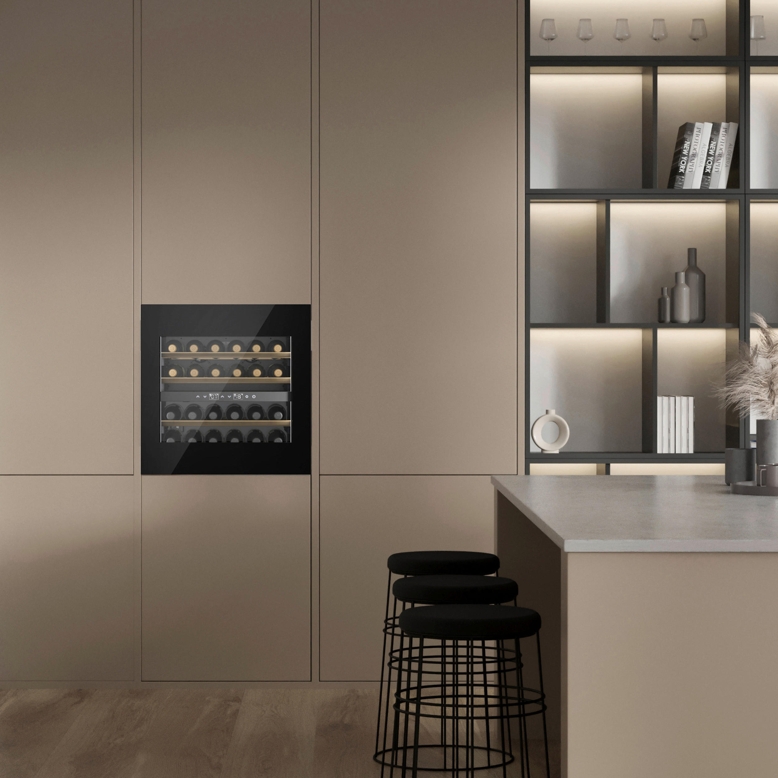 WEINKÜHLSCHRANK WineExcellence WE 24  - Schwarz, Basics, Glas (59,5/59,5/57,5cm) - CASO Design