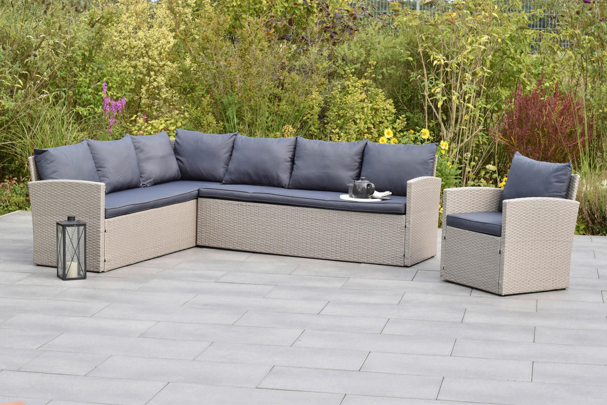 GARTENSET  - Schwarz/Grau, MODERN, Kunststoff/Metall - Gardenson