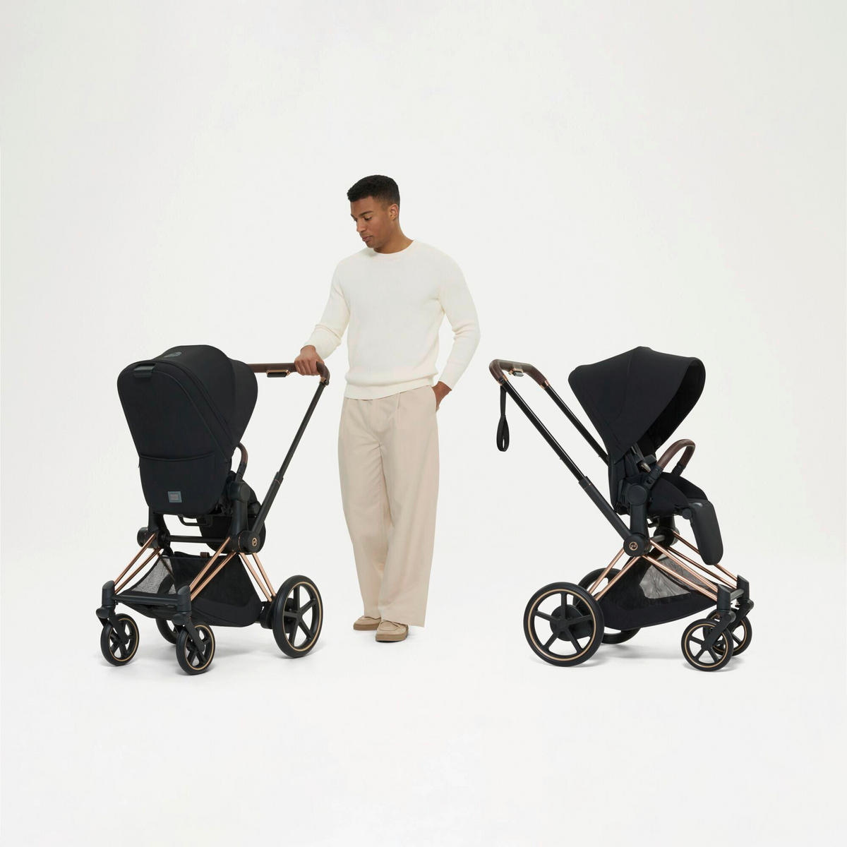 KOMBINIRANA DJEČJA KOLICA  ePRIAM Comfort Matt Black  - bež/crna, Basics, tekstil/metal (84-93,5/60/100-109cm) - cybex PLATINUM