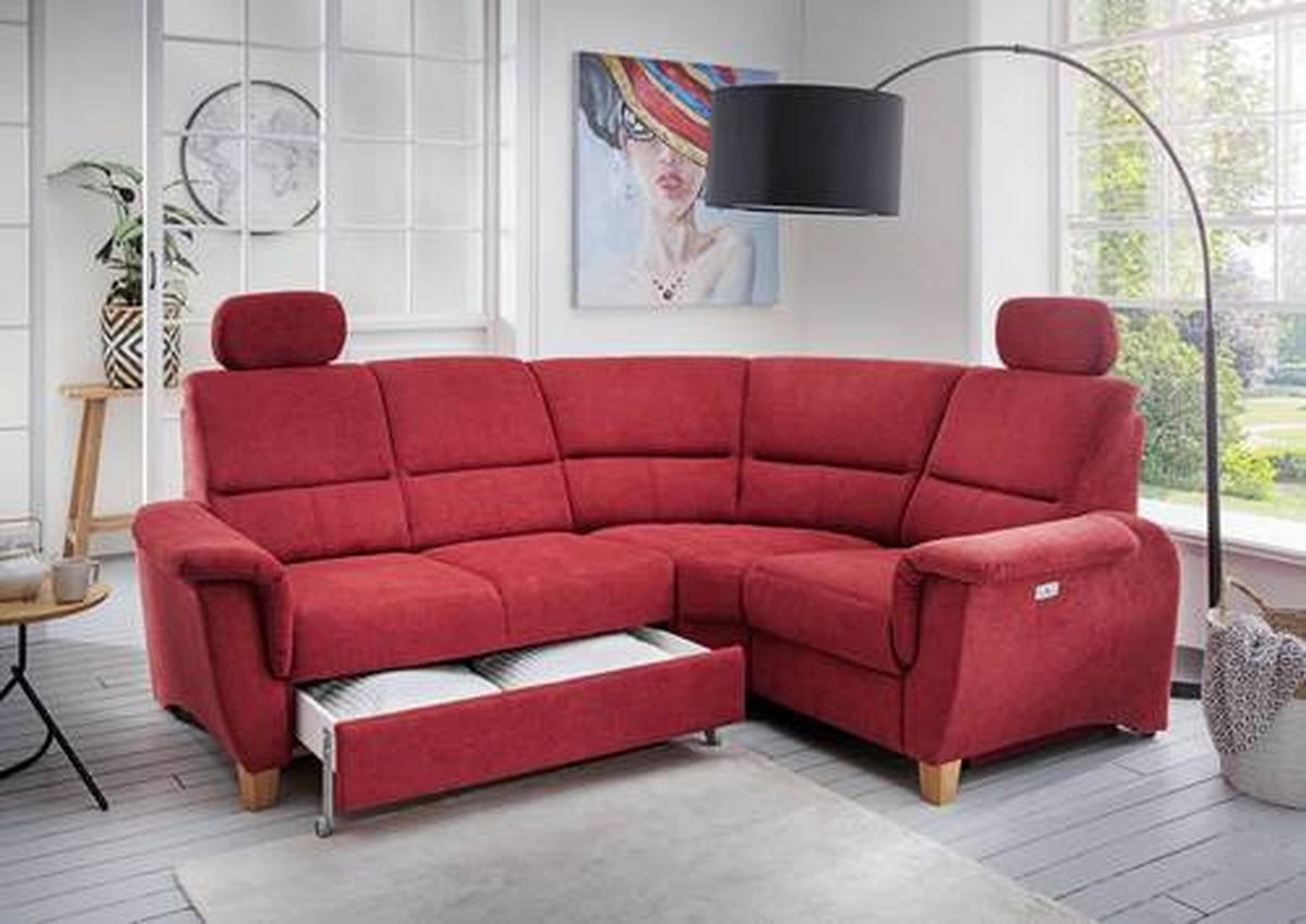 ECKSOFA in Struktur Rot  - Wildeiche/Rot, Konventionell, Holz/Textil (237/186cm) - Livetastic