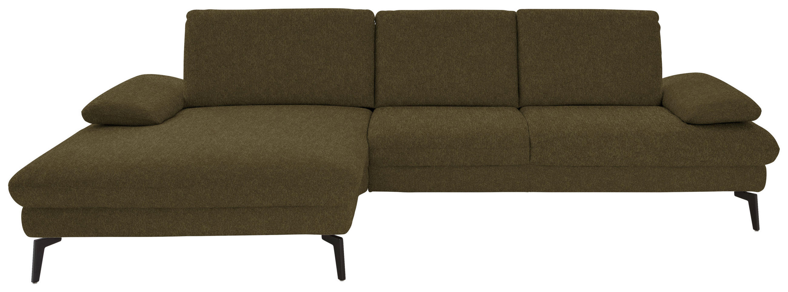 ECKSOFA in Chenille, Mikrofaser Olivgrün  - Schwarz/Olivgrün, Design, Textil/Metall (157/299cm) - Dieter Knoll
