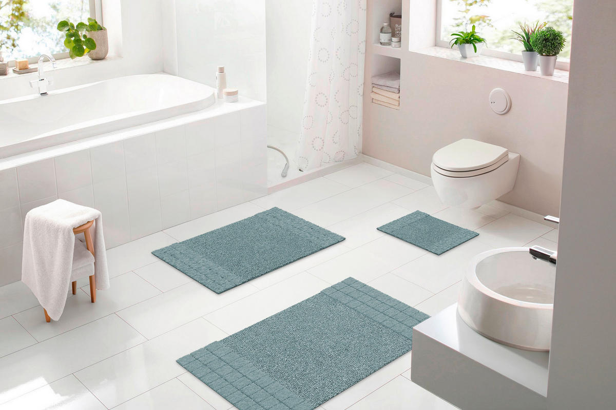 BADEMATTE Grün 60/90 cm  - Grün, KONVENTIONELL, Kunststoff/Textil (60/90cm) - Grund